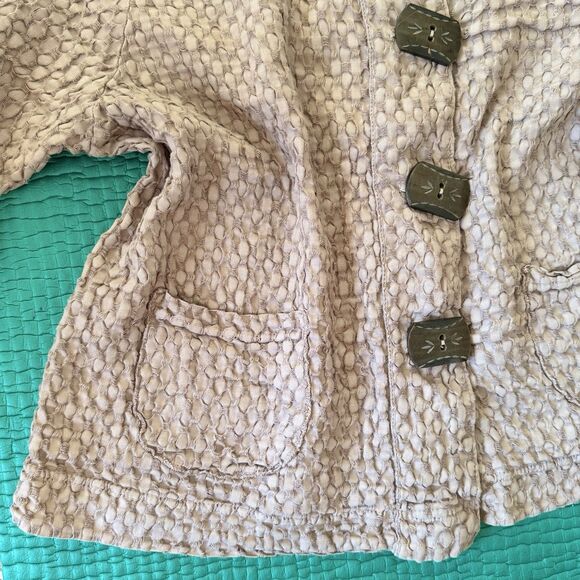 Vintage Produce Company 90s Beige Textured Button-Up Jacket XL Boho Lagenlook EC - Picture 13 of 16